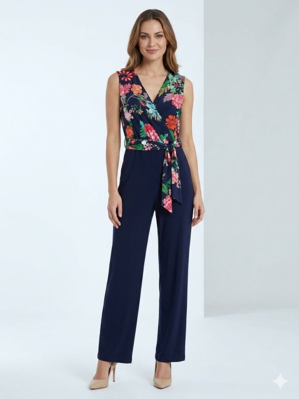 Calvin Klein Black Jumpsuit with Floral Design